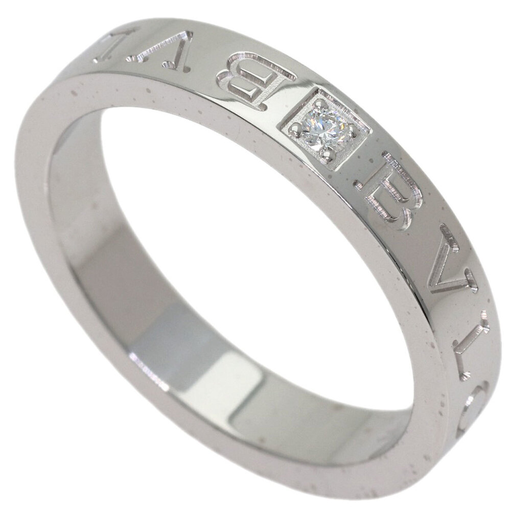 BVLGARI Double Logo 1P Diamond Ring - 18K White Gold Women's